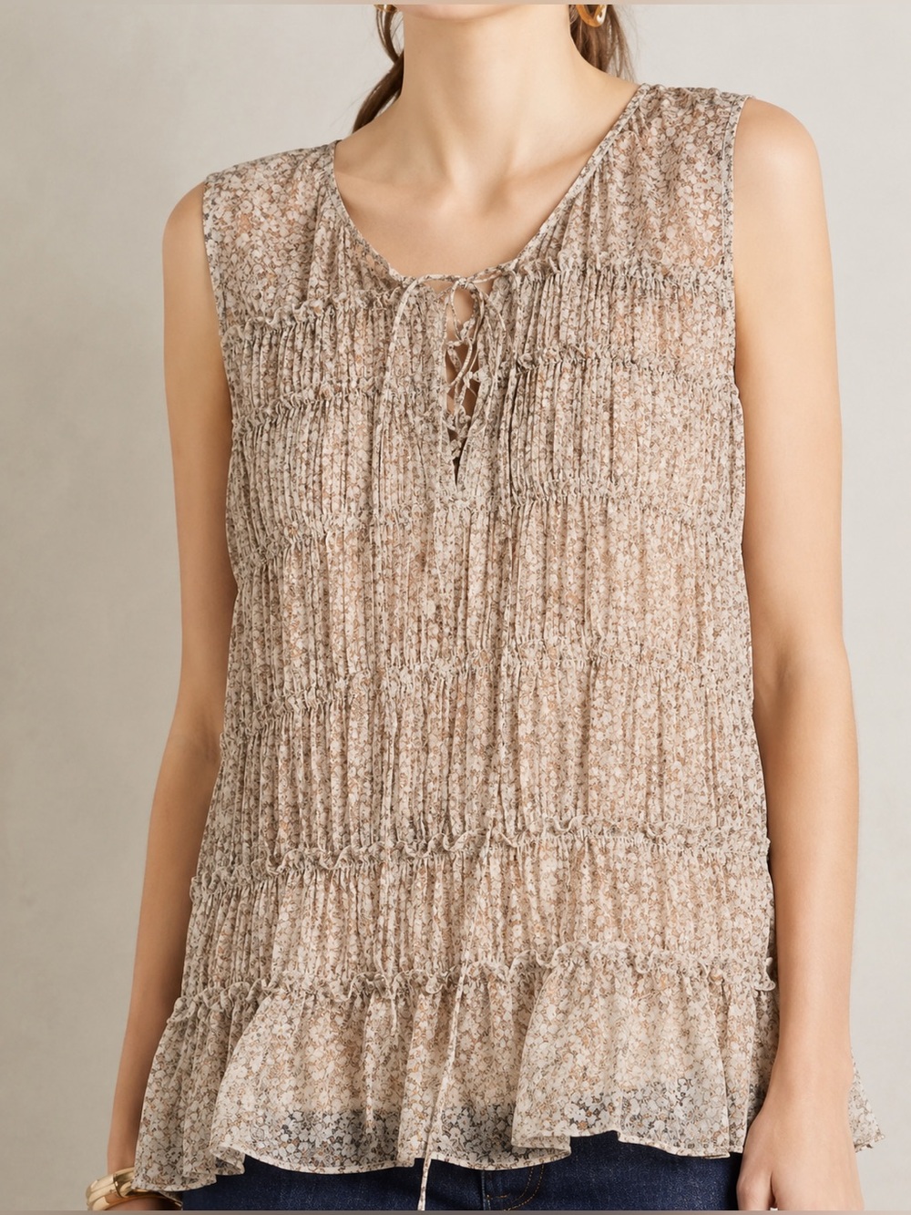 Anthropology Floreat NWT romantic floral lace up top, size 0